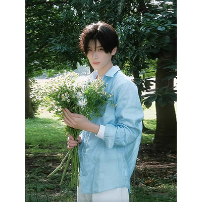 斯文败类休闲长袖衬衫夏季衬衣