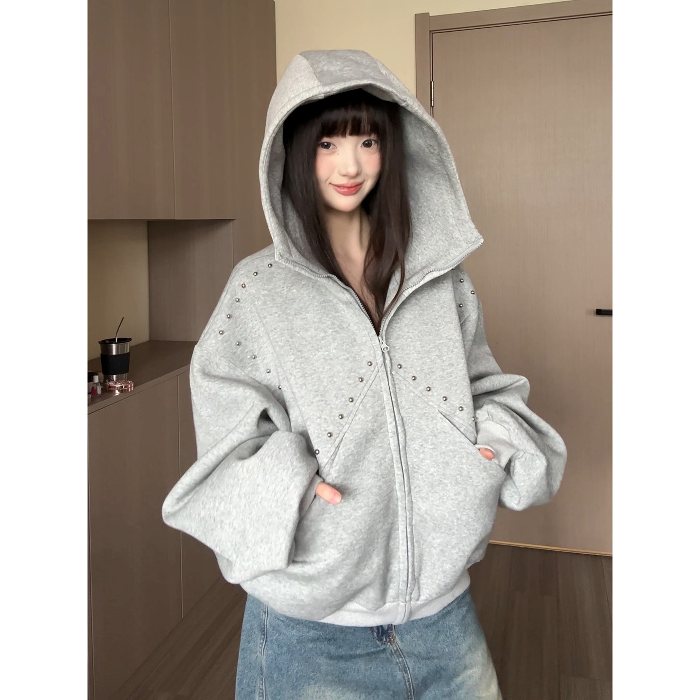 美式重磅硬挺boxy卫衣男女款秋季