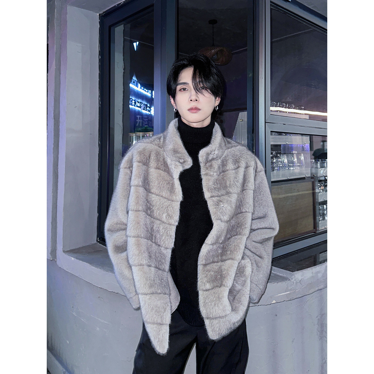 轻奢高定男士派克皮草服秋冬季皮毛一体保暖外套短款立领棉服大衣,男装,皮草,淘宝优惠券,粉丝福利购,淘宝优惠卷