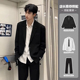 西服男高级感dk制服小西装 套装 痞帅风正装 黑色韩版 成人礼服装 外套