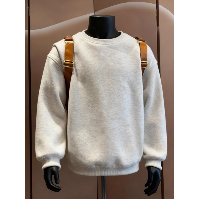 白灰色重磅加绒卫衣男秋冬