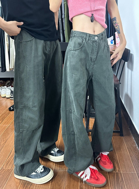 军绿色弯刀工装裤男款夏季美式痞帅cleanfit裤子直筒宽松阔腿长裤