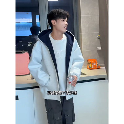 重磅600g硬挺卫衣男秋季开衫外套