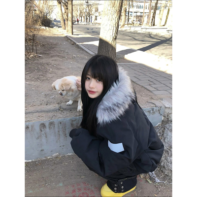 美式大毛领工装派克服男女冬季