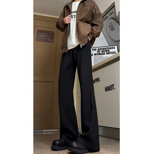 那不勒斯男士西裤垂感高级感黑色