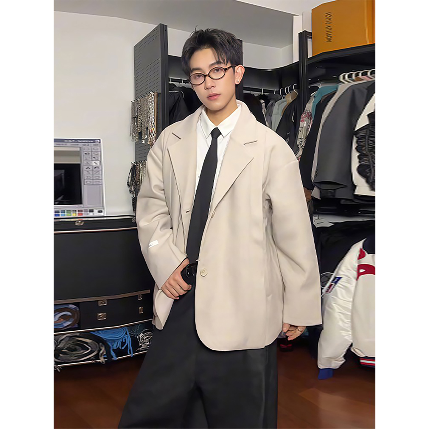 韩系高级感毛呢外套男款秋冬大衣