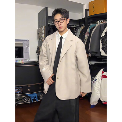 韩系高级感毛呢外套男款秋冬大衣