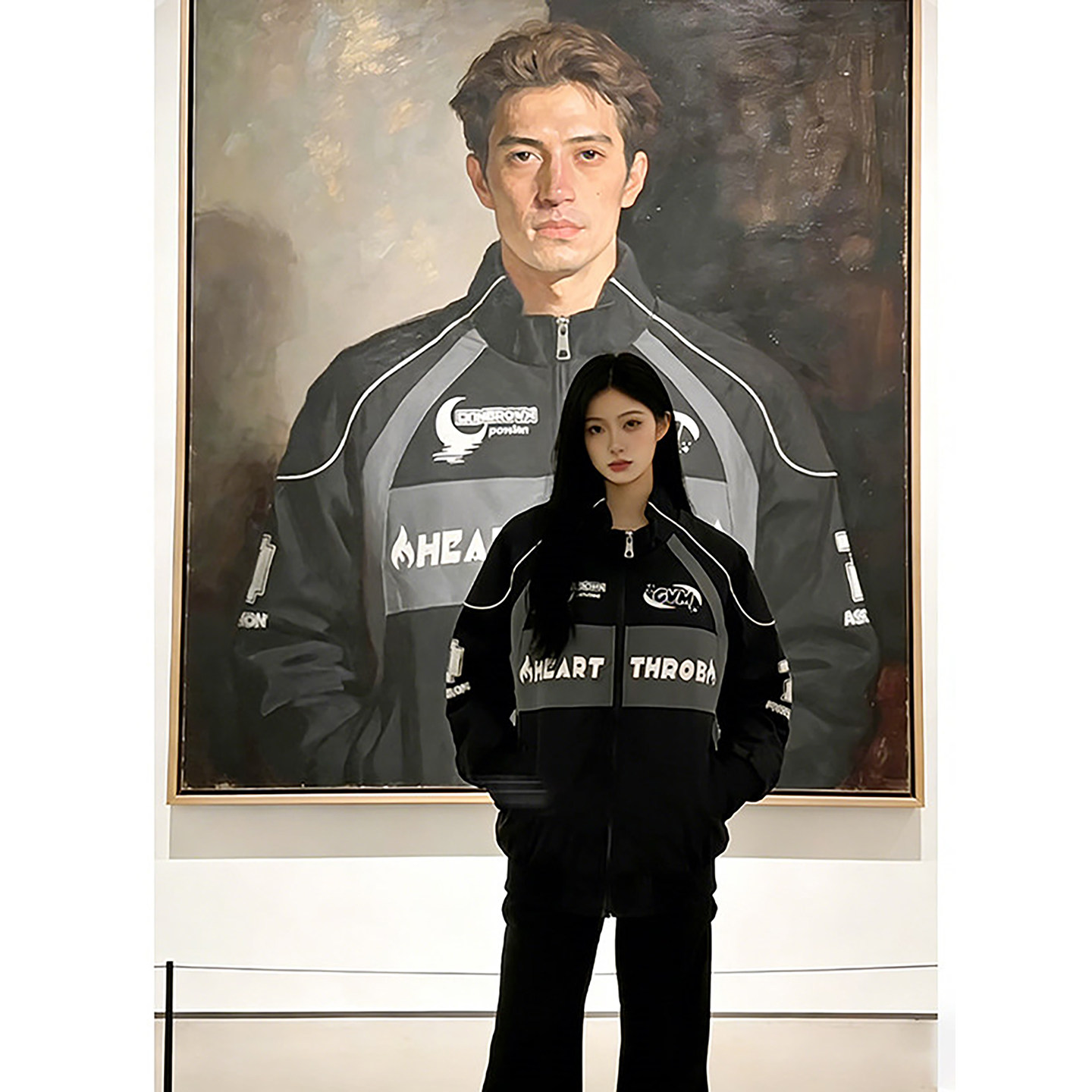 美式潮牌拼接撞色机车服男款春季高级感立领夹克短款痞帅情侣外套