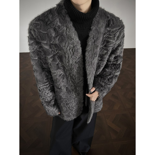 老钱风水貂绒皮草西装外套男冬季