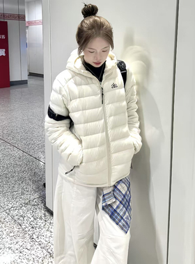 白色轻量化排骨羽绒服男女冬季户外防寒晋江棉衣cleanfit连帽棉服