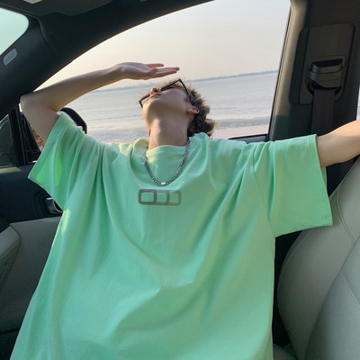 薄荷曼波绿色短袖男生多巴胺穿搭