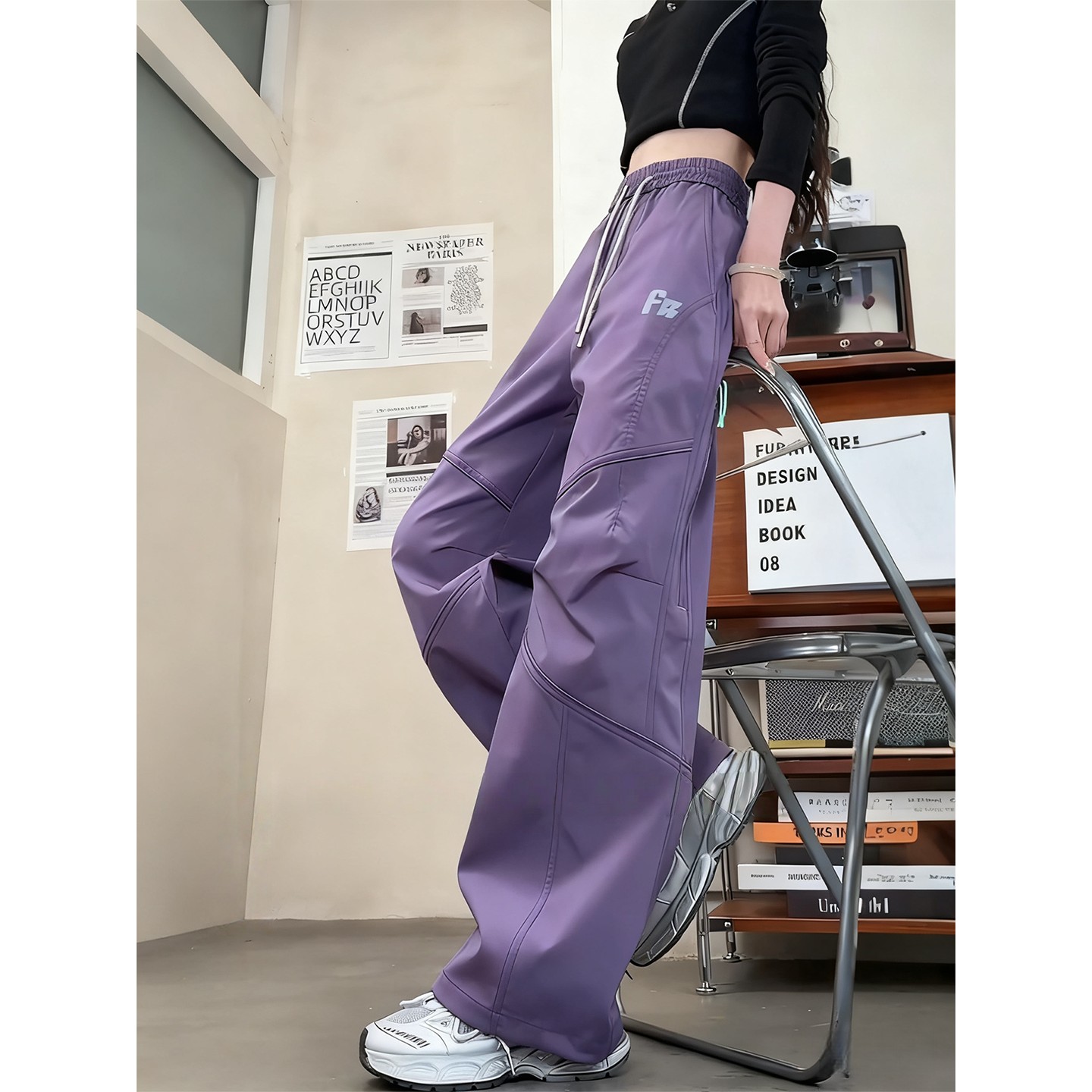 紫色户外防风防水防寒裤子男女