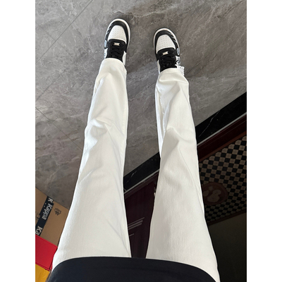 白色弯刀牛仔裤男款美式高街裤子