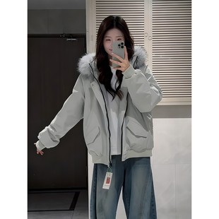 可拆卸毛领座山雕派克棉服男女冬季美式短款工装夹克加厚连帽棉衣