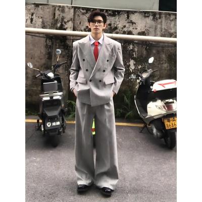 韩系英伦风双排扣西装男痞帅高级