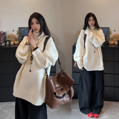 白色高领毛衣男款加绒加厚打底衫