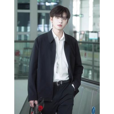 cleanfit黑色行政夹克男夏季薄款