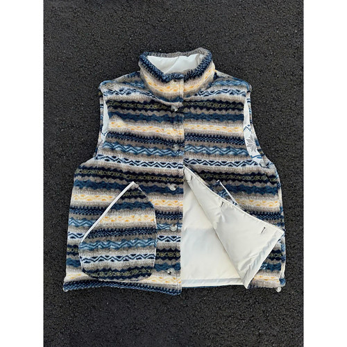 双面穿费尔岛棉服马甲男冬季加厚