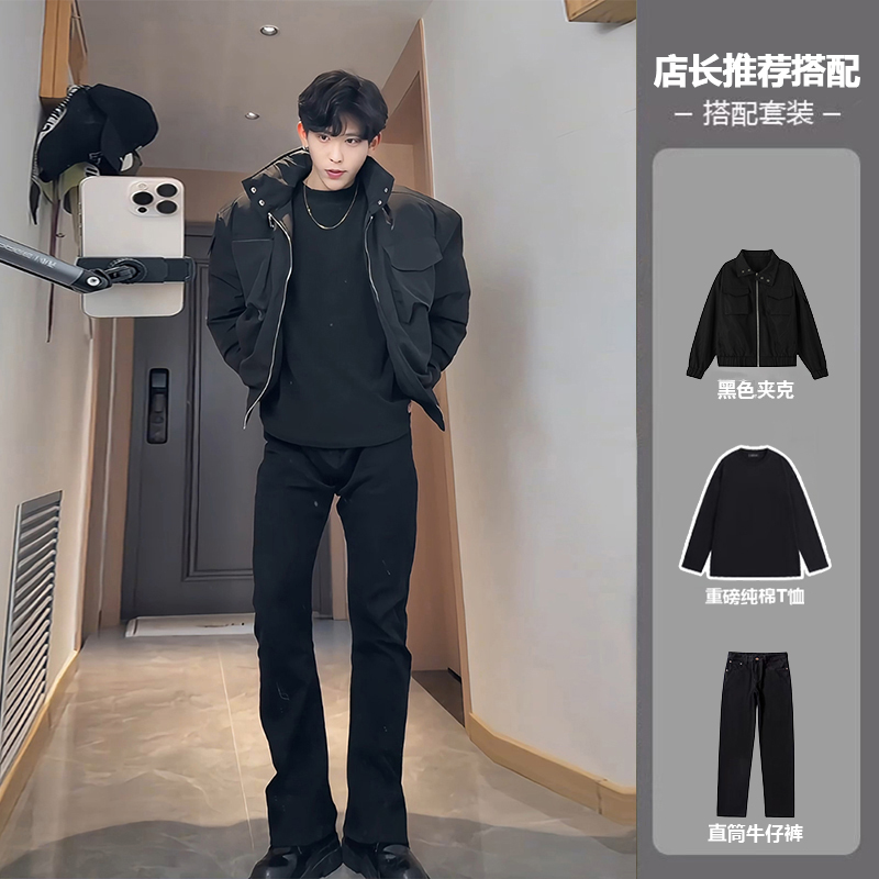 男生春季穿搭一整套廓形短款工装