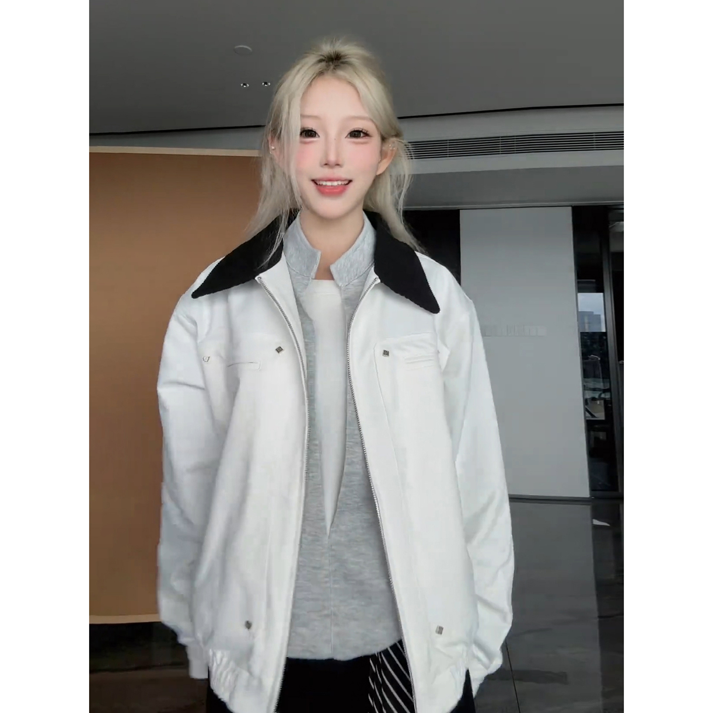 灯芯绒翻领巴恩风外套男秋季美式