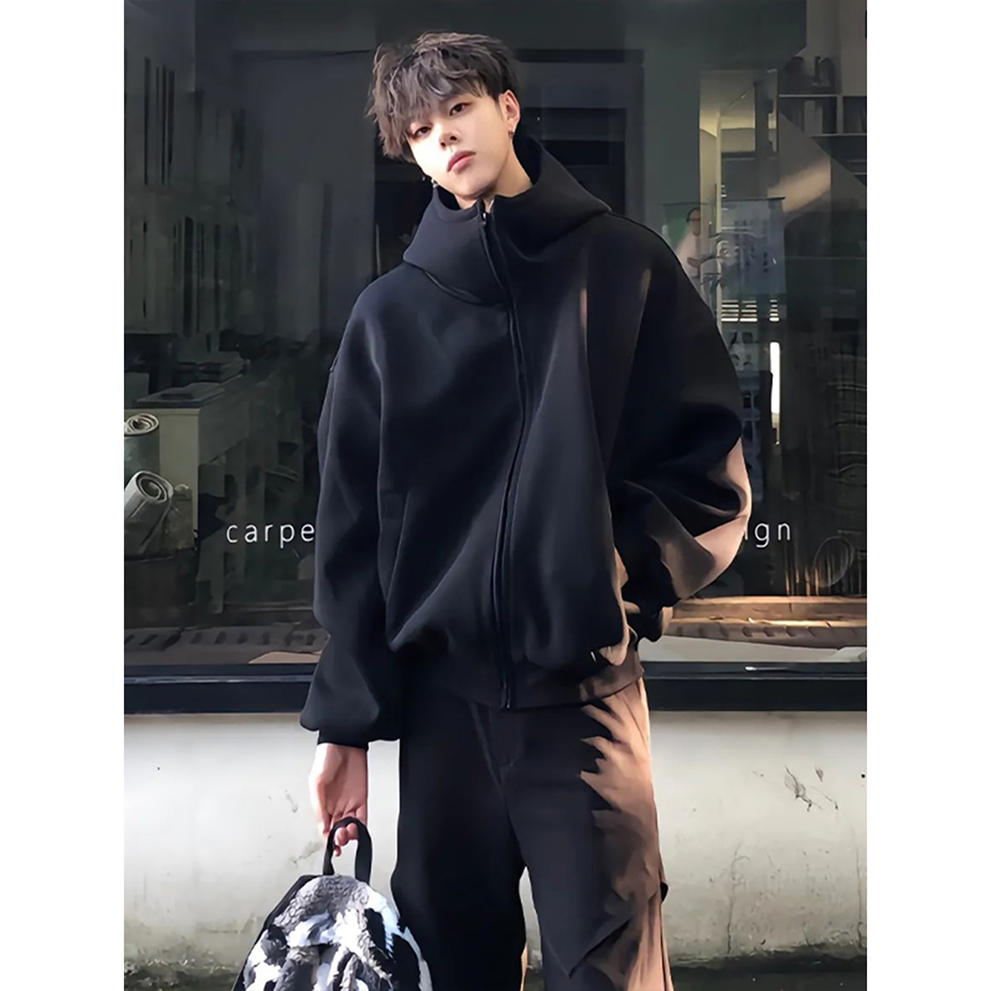 男生高级感重磅连帽卫衣美式复古