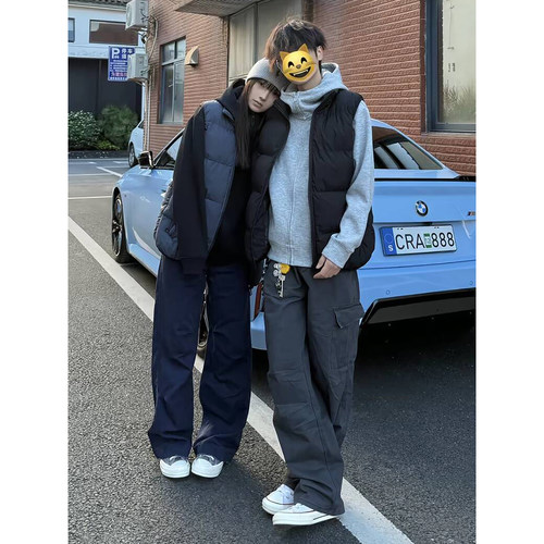 黑色男款外穿羽绒马甲冬季立领