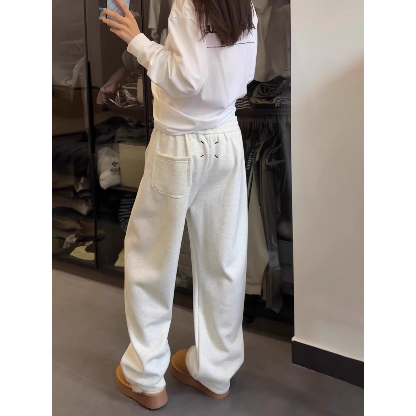 白花灰马吉拉刺绣弯刀卫裤男秋冬