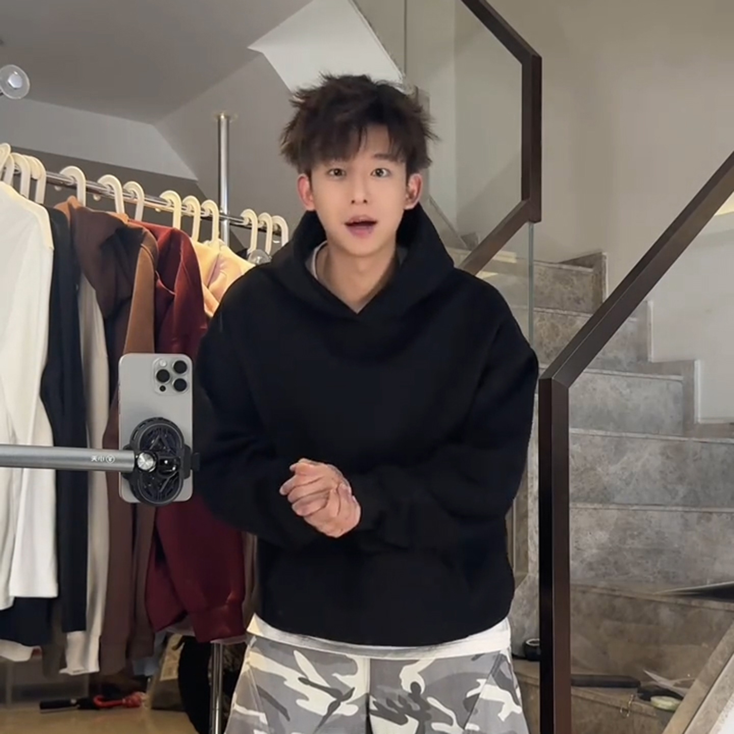 黑色重磅连帽卫衣男秋冬加绒内搭