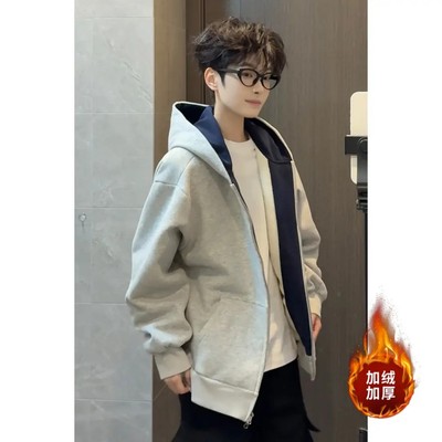 设计感隐藏口袋连帽卫衣男秋冬