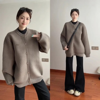 格雷系重磅针织开衫男秋冬毛衣