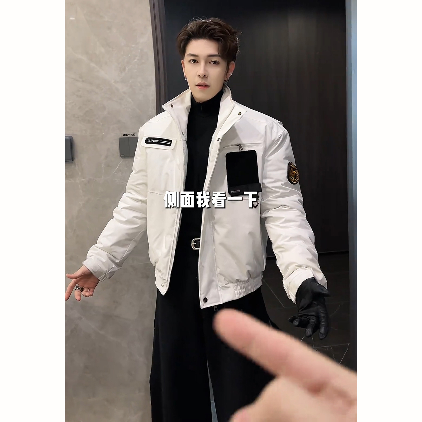 军绿色轻骑兵工装棉服夹克男冬季廓形立领百搭棉衣魔术贴棉袄外套