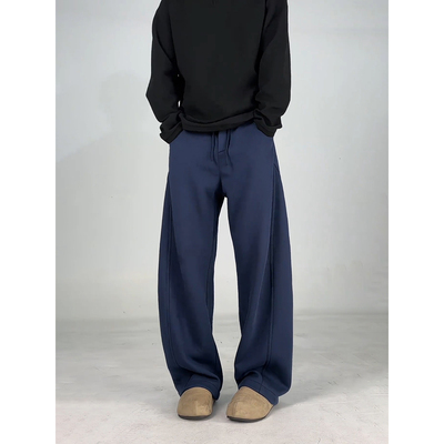 藏青色重磅加绒卫裤男秋冬美式