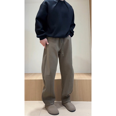 卡其色加绒加厚裤子男款秋冬季