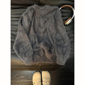 美式 深灰色仿貂毛毛衣针织衫 男秋冬季 高级感内搭慵懒软糯线衣外套