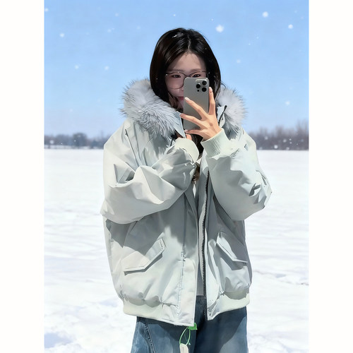 美式复古可拆卸毛领派克服外套男