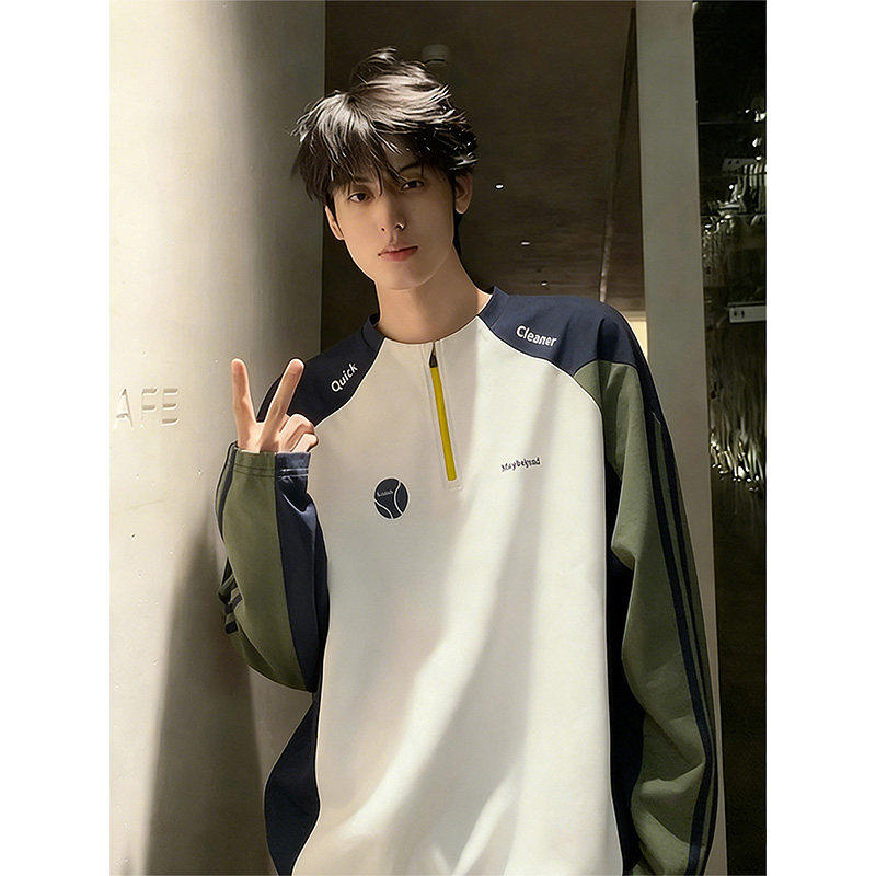美式速干亨利领长袖t恤男女春季撞色半拉链卫衣户外运动羽毛球服,男装,T恤,淘宝优惠券,粉丝福利购,淘宝优惠卷