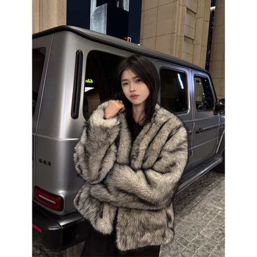 晕染灰水貂绒皮草派克服男款冬季