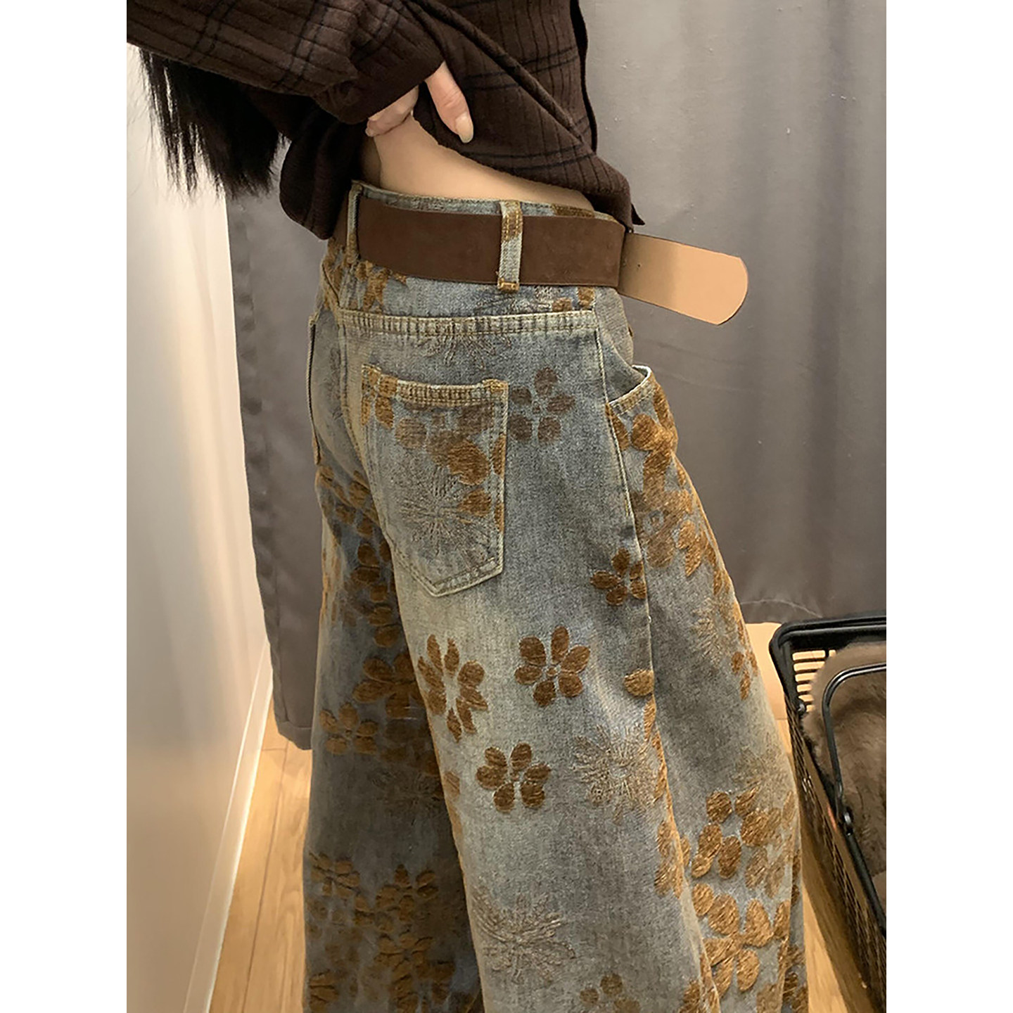 美式满印提花弯刀牛仔裤男款高街潮牌痞帅炸街裤子直筒宽松阔腿裤,男装,牛仔裤,淘宝优惠券,粉丝福利购,淘宝优惠卷