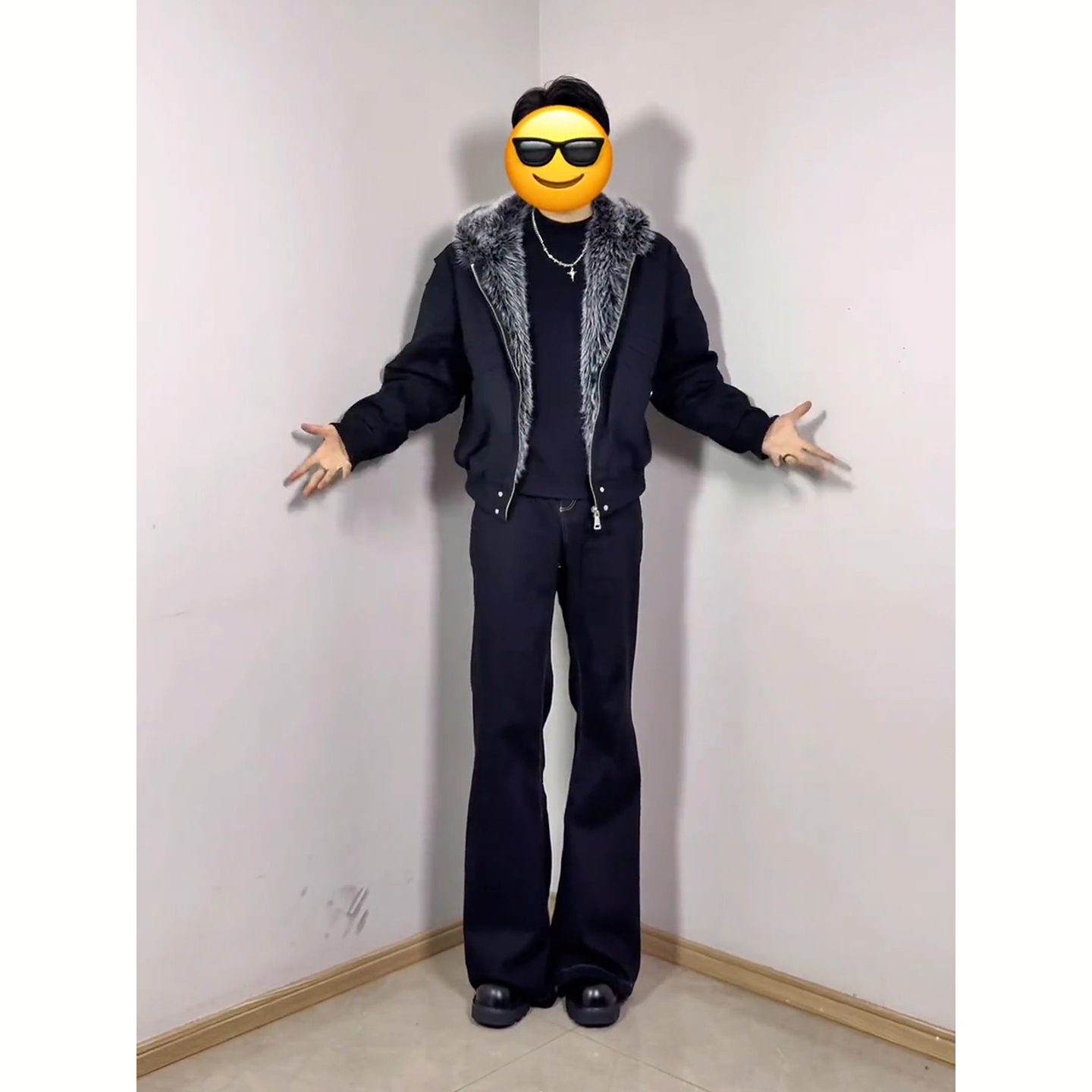 美式鲨鱼鳃裁剪设计棉服外套男