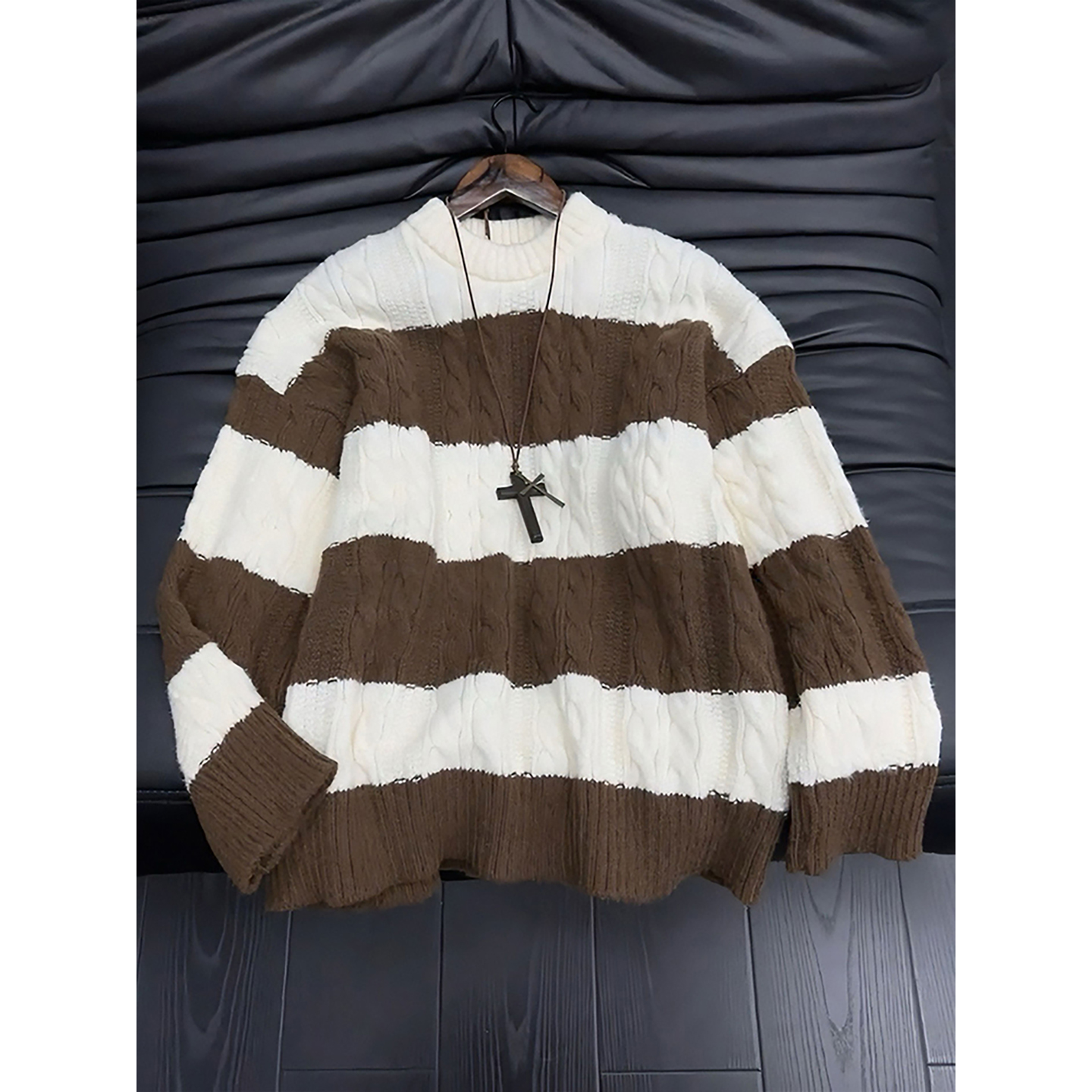 美拉德条纹毛衣男女秋冬季慵懒风