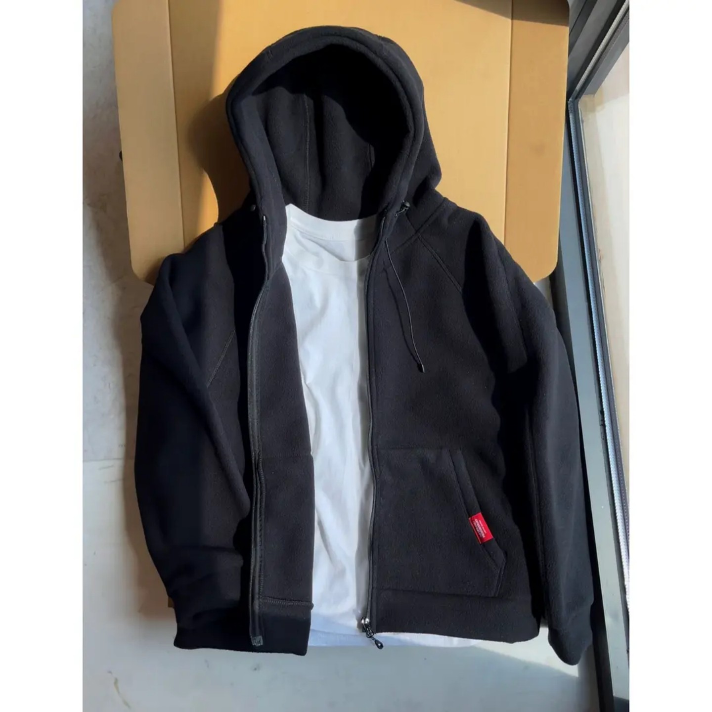 黑色摇粒绒开衫卫衣男款秋季