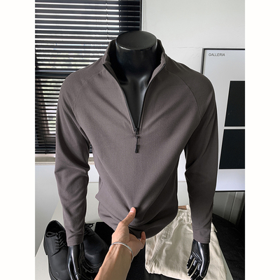 半拉链德绒打底衫男秋冬季插肩