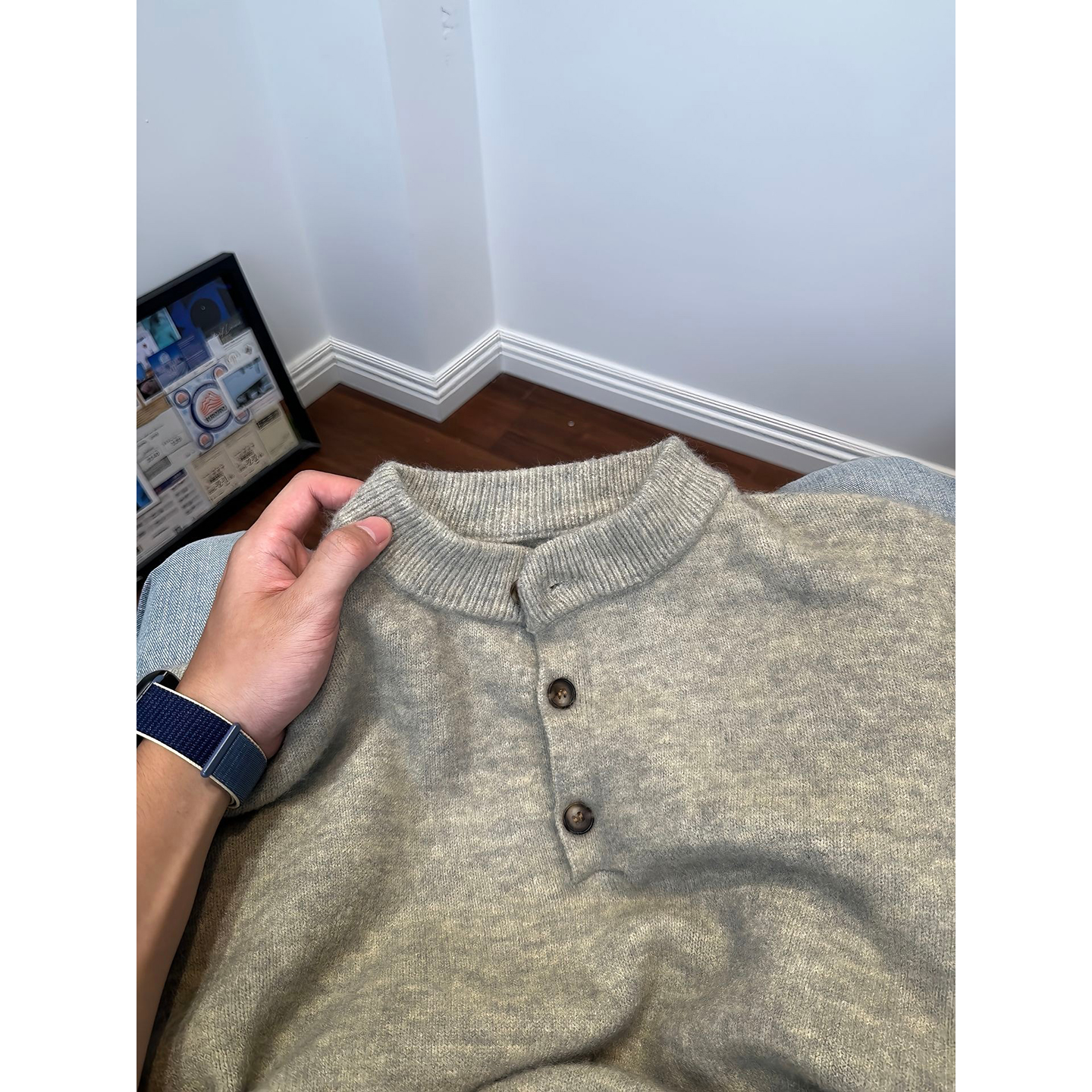 软糯慵懒风亨利领毛衣男秋冬卫衣