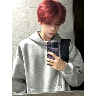 高克重磅硬挺连帽卫衣男春秋美式cleanfit外套痞帅高级感短款上衣