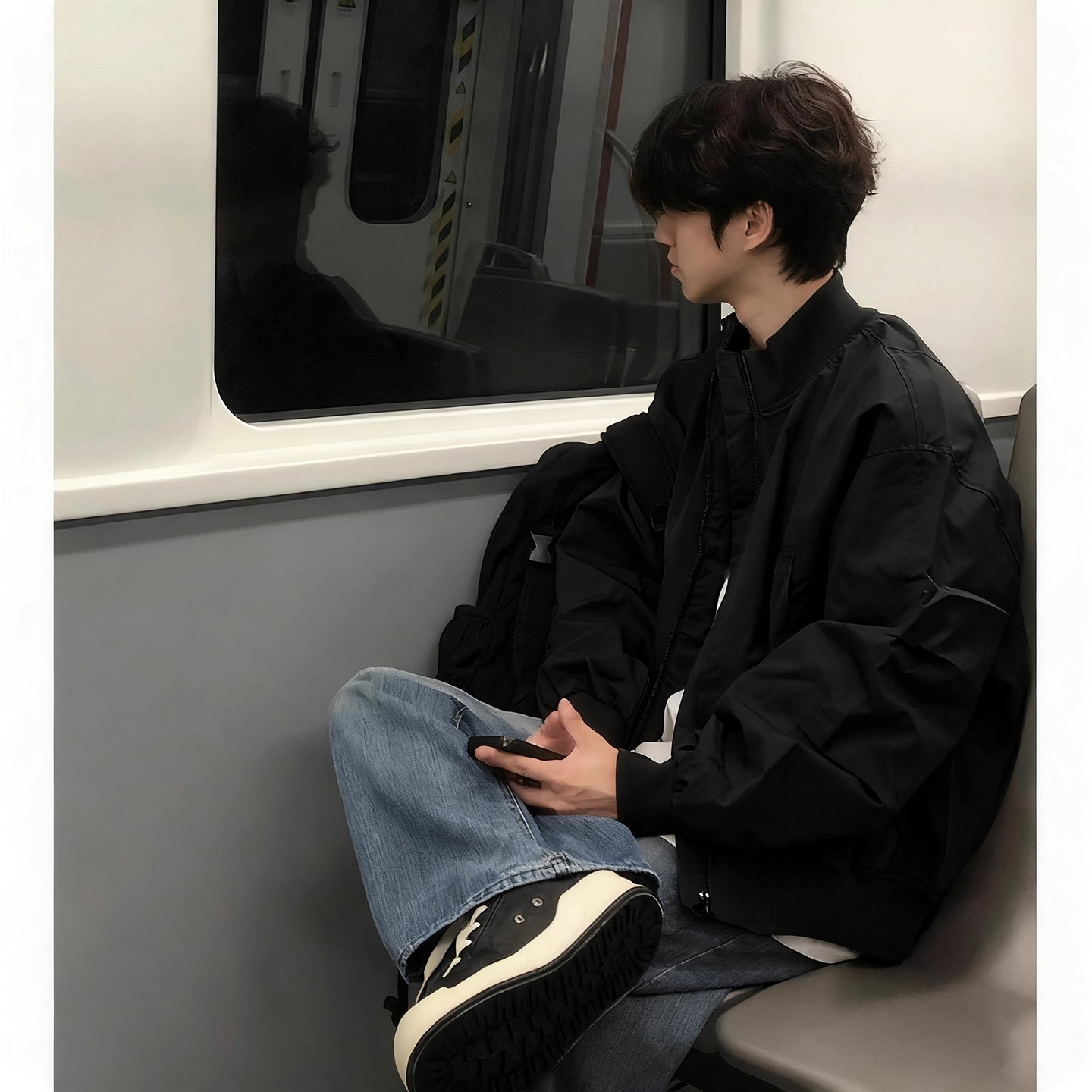 美式boxy廓形飞行夹克棉服男秋冬