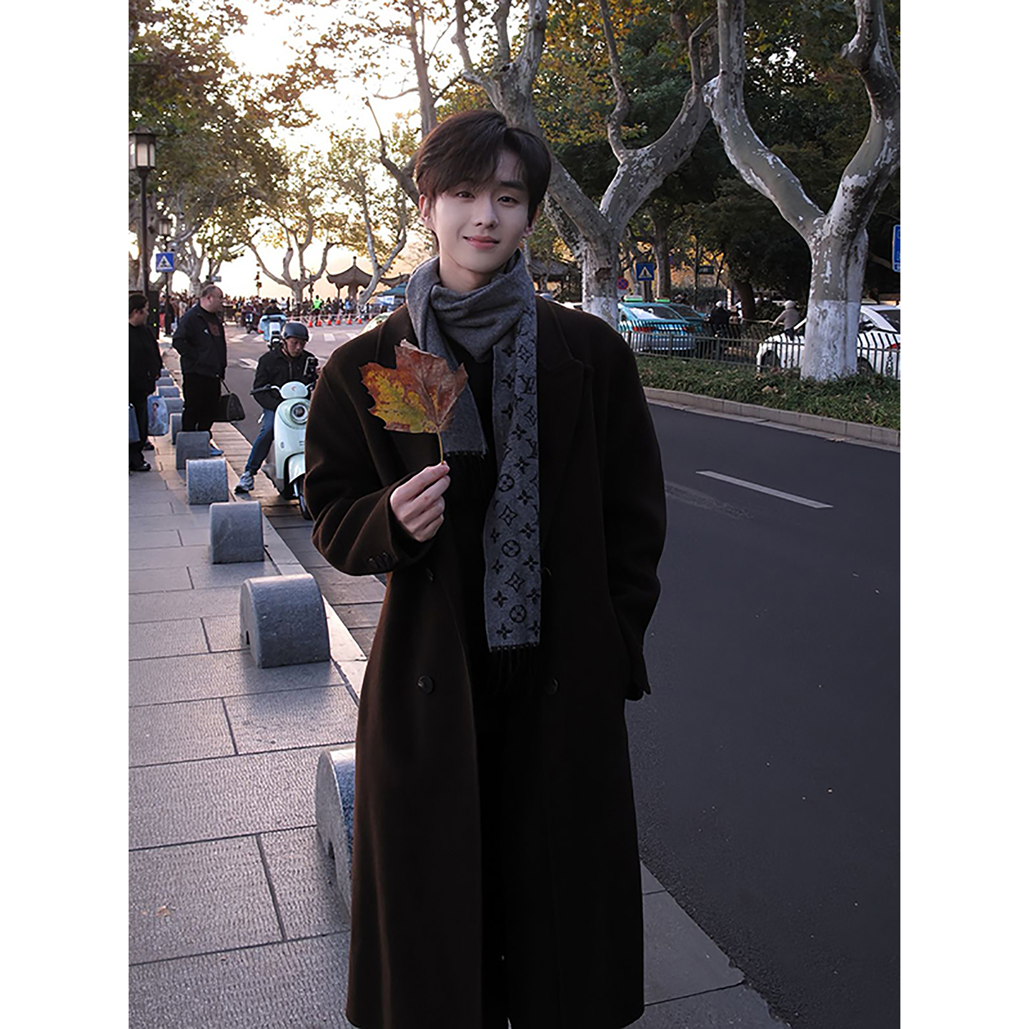 美拉德棕色慵英伦风毛呢大衣冬季