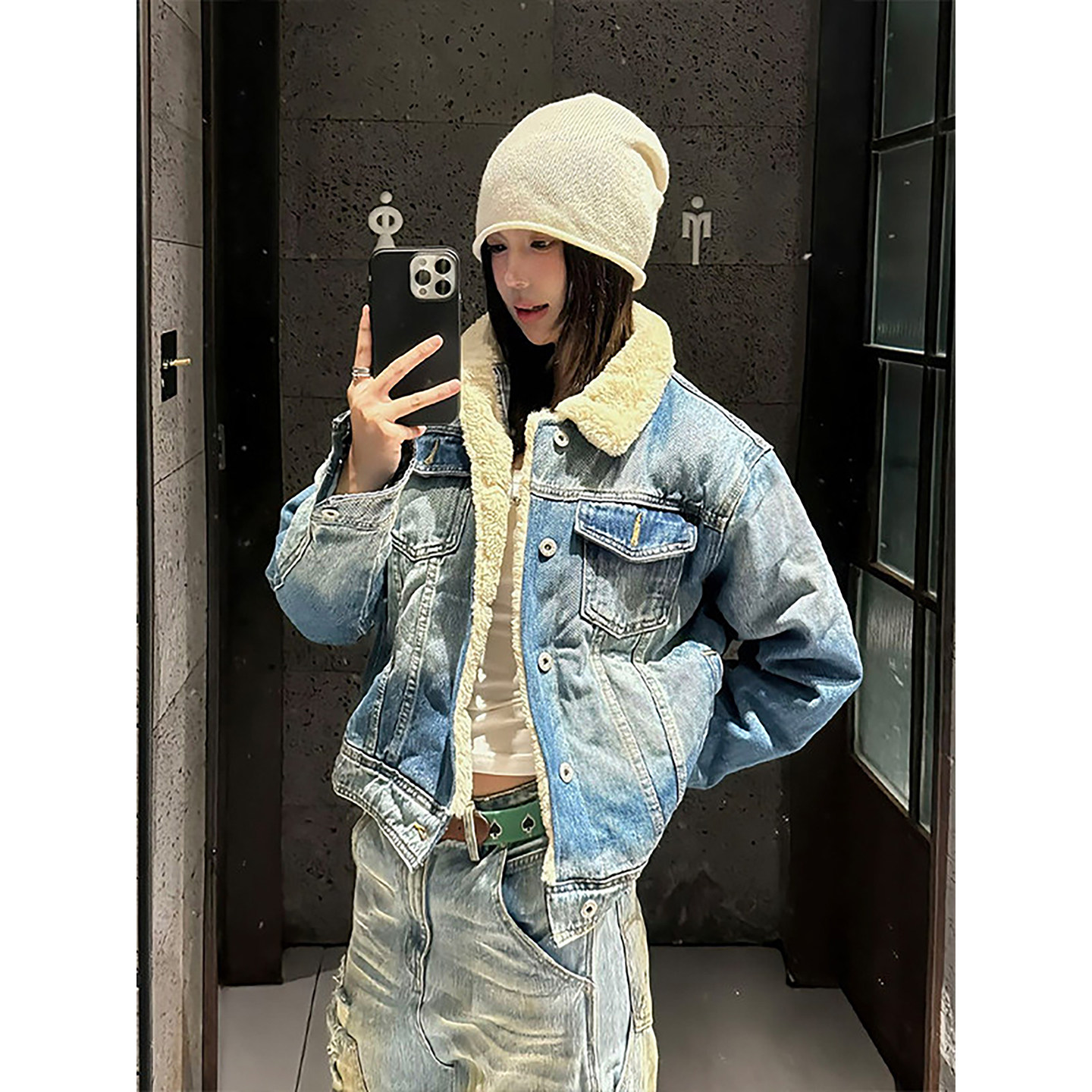 美式复古牛仔羊羔毛外套男冬季翻领工装夹克棉服加绒加厚保暖棉衣,男装,牛仔外套,淘宝优惠券,粉丝福利购,淘宝优惠卷