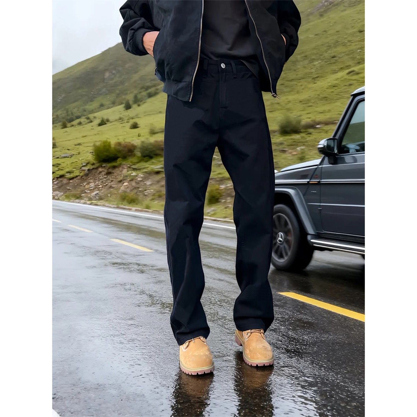 cleanfit黑色微喇牛仔裤男秋冬美式vibe加绒裤子显腿长直筒弯刀裤,男装,牛仔裤,淘宝优惠券,粉丝福利购,淘宝优惠卷