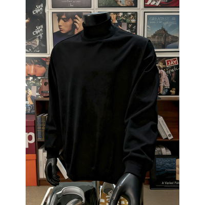 黑色半高领男士德绒打底衫男款