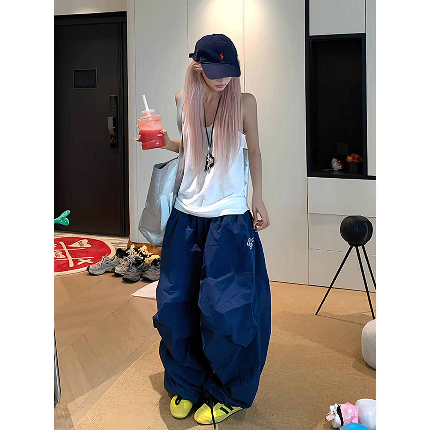 藏青色高级感工装裤子女夏季薄款